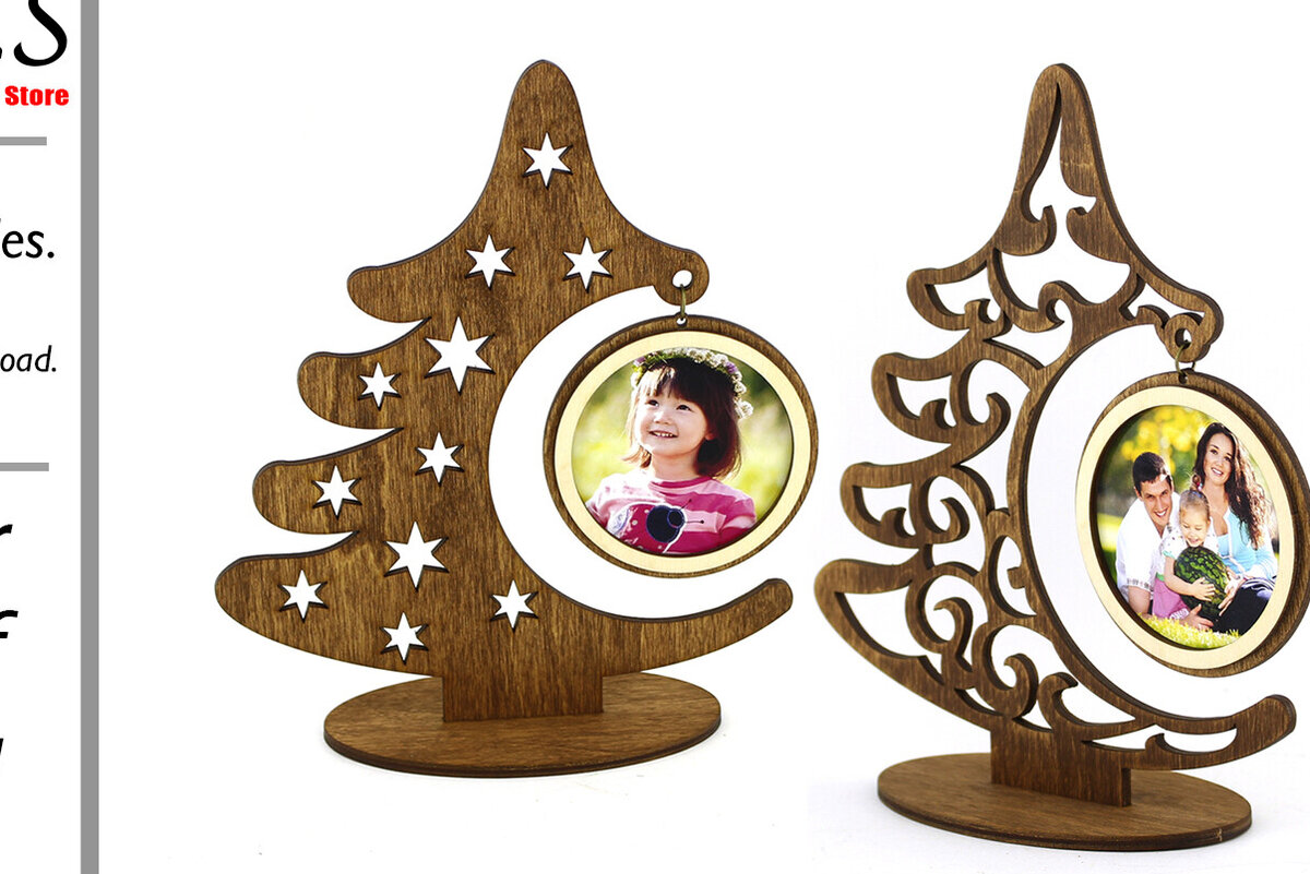 Intra απο ξύλο plywood 3mm-4mm πάχος – Ξύλινο χριστουγεννιάτικο δέντρο με φωτογραφία Δίασταση  20x20 cm INTRAFABR-85466125