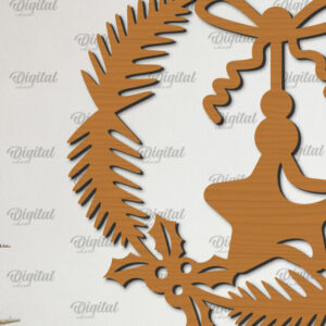 Intra απο ξύλο plywood 3mm-4mm πάχος – Ξύλινο Χριστουγεννιάτικο στεφάνι με λέιζερ Δίασταση  20x20 cm INTRAFABR-99883344