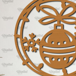 Intra απο ξύλο plywood 3mm-4mm πάχος – Ξύλινο Χριστουγεννιάτικο στεφάνι με λέιζερ Δίασταση  20x20 cm INTRAFABR-99883361