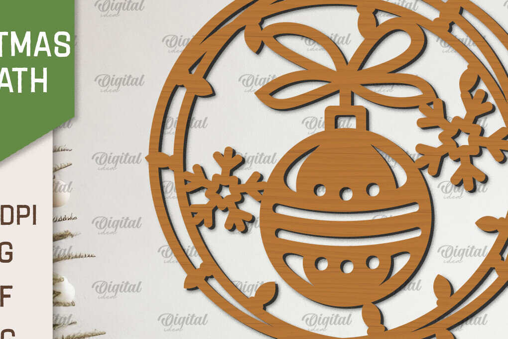 Intra απο ξύλο plywood 3mm-4mm πάχος – Ξύλινο Χριστουγεννιάτικο στεφάνι με λέιζερ Δίασταση  20x20 cm INTRAFABR-99883361