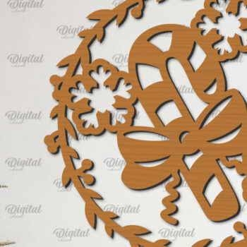 Intra απο ξύλο plywood 3mm-4mm πάχος – Ξύλινο Χριστουγεννιάτικο στεφάνι με λέιζερ Δίασταση  20x20 cm INTRAFABR-99883372 - Image 1