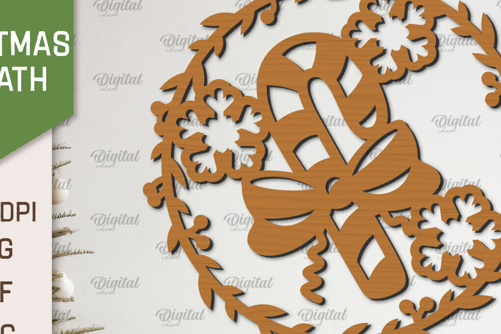 Intra απο ξύλο plywood 3mm-4mm πάχος – Ξύλινο Χριστουγεννιάτικο στεφάνι με λέιζερ Δίασταση  20x20 cm INTRAFABR-99883372