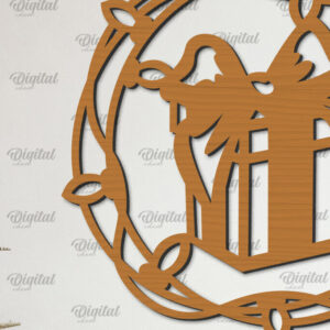 Intra απο ξύλο plywood 3mm-4mm πάχος – Ξύλινο Χριστουγεννιάτικο στεφάνι με λέιζερ Δίασταση  20x20 cm INTRAFABR-99883390