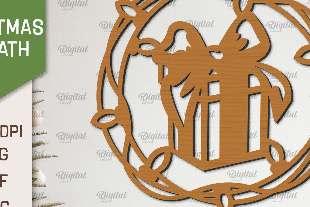 Intra απο ξύλο plywood 3mm-4mm πάχος – Ξύλινο Χριστουγεννιάτικο στεφάνι με λέιζερ Δίασταση  20x20 cm INTRAFABR-99883390