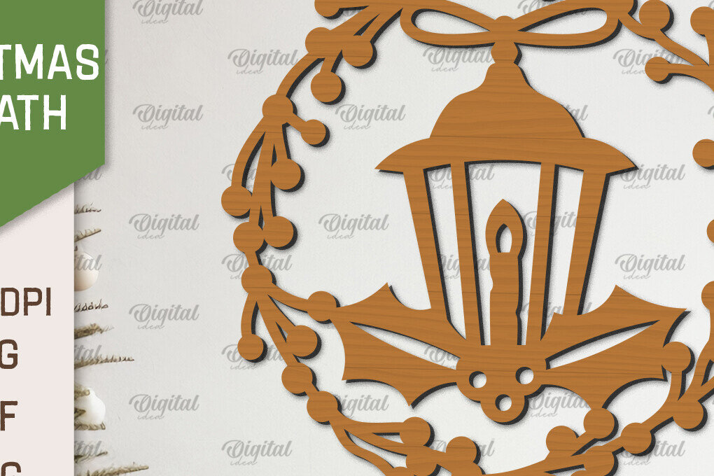 Intra απο ξύλο plywood 3mm-4mm πάχος – Ξύλινο Χριστουγεννιάτικο στεφάνι με λέιζερ Δίασταση  20x20 cm INTRAFABR-99883411