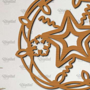 Intra απο ξύλο plywood 3mm-4mm πάχος – Ξύλινο Χριστουγεννιάτικο στεφάνι με λέιζερ Δίασταση  20x20 cm INTRAFABR-99883430 - Image 1