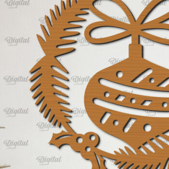 Intra απο ξύλο plywood 3mm-4mm πάχος – Ξύλινο Χριστουγεννιάτικο στεφάνι με λέιζερ Δίασταση  20x20 cm INTRAFABR-99883240 - Image 1