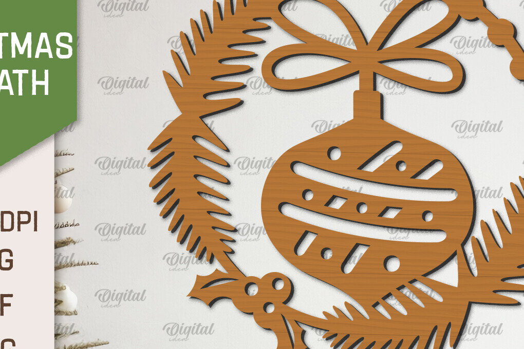 Intra απο ξύλο plywood 3mm-4mm πάχος – Ξύλινο Χριστουγεννιάτικο στεφάνι με λέιζερ Δίασταση  20x20 cm INTRAFABR-99883240