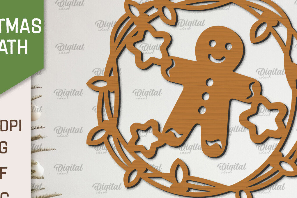 Intra απο ξύλο plywood 3mm-4mm πάχος – Ξύλινο Χριστουγεννιάτικο στεφάνι με λέιζερ Δίασταση  20x20 cm INTRAFABR-99883276