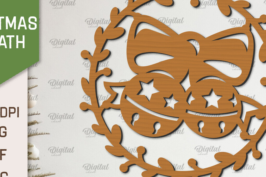 Intra απο ξύλο plywood 3mm-4mm πάχος – Ξύλινο Χριστουγεννιάτικο στεφάνι με λέιζερ Δίασταση  20x20 cm INTRAFABR-99883321