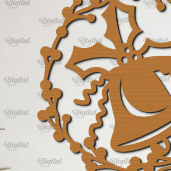 Intra απο ξύλο plywood 3mm-4mm πάχος – Ξύλινο Χριστουγεννιάτικο στεφάνι με λέιζερ Δίασταση  20x20 cm INTRAFABR-99883334 - Image 1