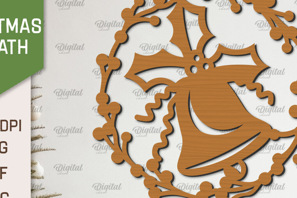 Intra απο ξύλο plywood 3mm-4mm πάχος – Ξύλινο Χριστουγεννιάτικο στεφάνι με λέιζερ Δίασταση  20x20 cm INTRAFABR-99883334