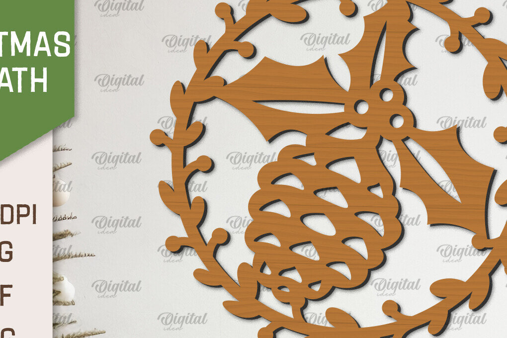 Intra απο ξύλο plywood 3mm-4mm πάχος – Ξύλινο Χριστουγεννιάτικο στεφάνι με λέιζερ Δίασταση  20x20 cm INTRAFABR-99883170