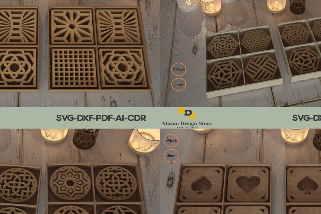 Intra απο ξύλο plywood 3mm-4mm πάχος – Ξύλινο Σετ σουβέρ δώρο 284 Δίασταση  20x20 cm INTRAFABR-56301807