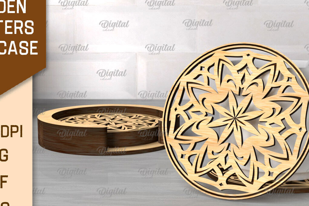 Intra απο ξύλο plywood 3mm-4mm πάχος – Ξύλινα σουβέρ με θήκη Δίασταση  20x20 cm INTRAFABR-107431046