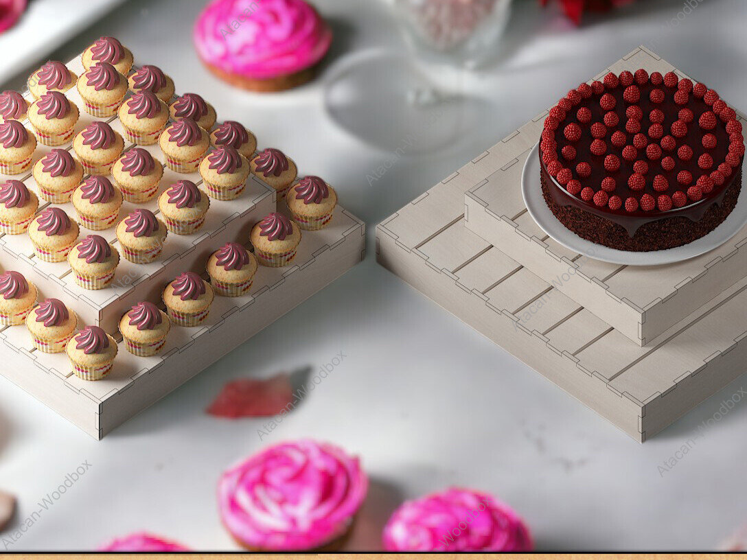 Intra απο ξύλο plywood 3mm-4mm πάχος – Ξύλινη βάση και ράφια για cupcake Δίασταση  20x20 cm INTRAFABR-92299267