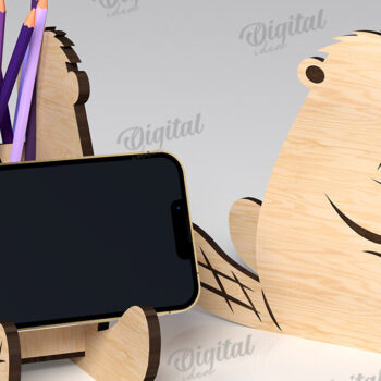 Intra απο ξύλο plywood 3mm-4mm πάχος – Ξύλινη χαριτωμένη θήκη για στυλό Beaver Cut Laser Δίασταση  20x20 cm INTRAFABR-112435753 - Image 1