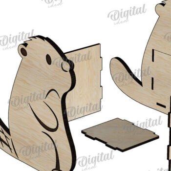 Intra απο ξύλο plywood 3mm-4mm πάχος – Ξύλινη χαριτωμένη θήκη για στυλό Beaver Cut Laser Δίασταση  20x20 cm INTRAFABR-112435753 - Image 2