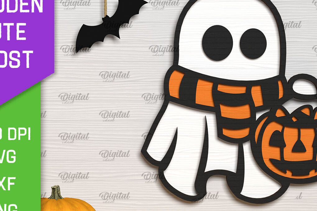 Intra απο ξύλο plywood 3mm-4mm πάχος – Ξύλινο χαριτωμένο  κοπής με λέιζερ φάντασμα Δίασταση  20x20 cm INTRAFABR-104303757