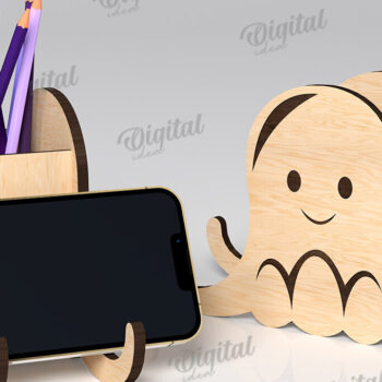 Intra απο ξύλο plywood 3mm-4mm πάχος – Ξύλινη χαριτωμένη θήκη για στυλό χταπόδι Cut Laser Δίασταση  20x20 cm INTRAFABR-112435711 - Image 1