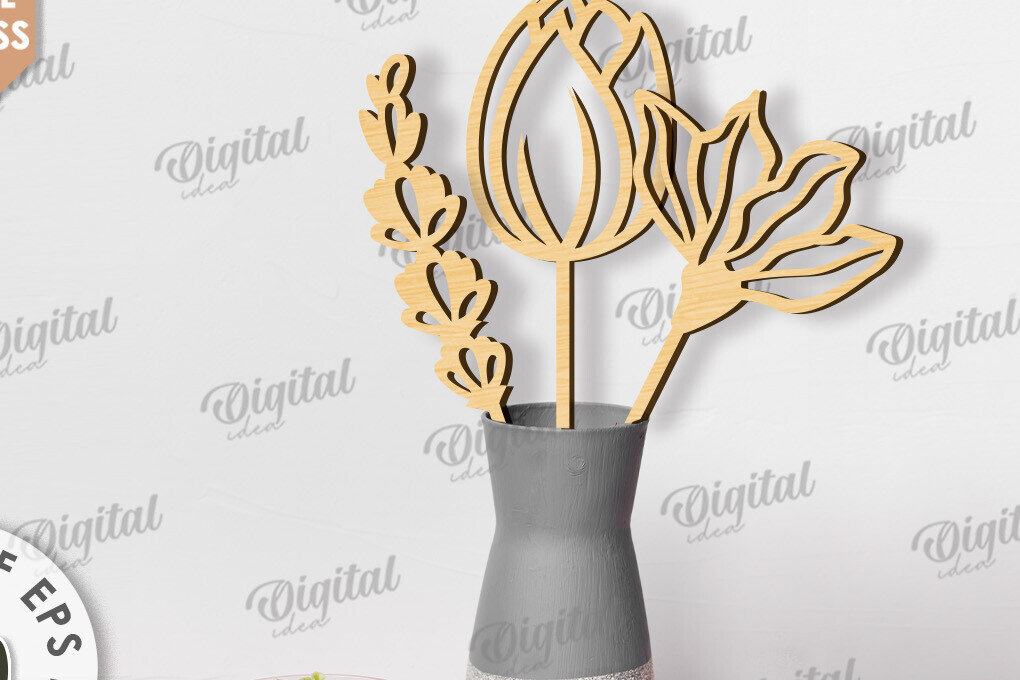 Intra απο ξύλο plywood 3mm-4mm πάχος – Ξύλινη διακόσμηση Λουλούδια με λέιζερ Δίασταση  20x20 cm INTRAFABR-117828711