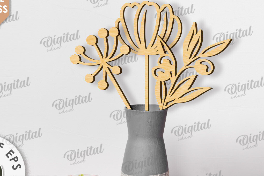 Intra απο ξύλο plywood 3mm-4mm πάχος – Ξύλινη διακόσμηση Λουλούδια με λέιζερ Δίασταση  20x20 cm INTRAFABR-117828759