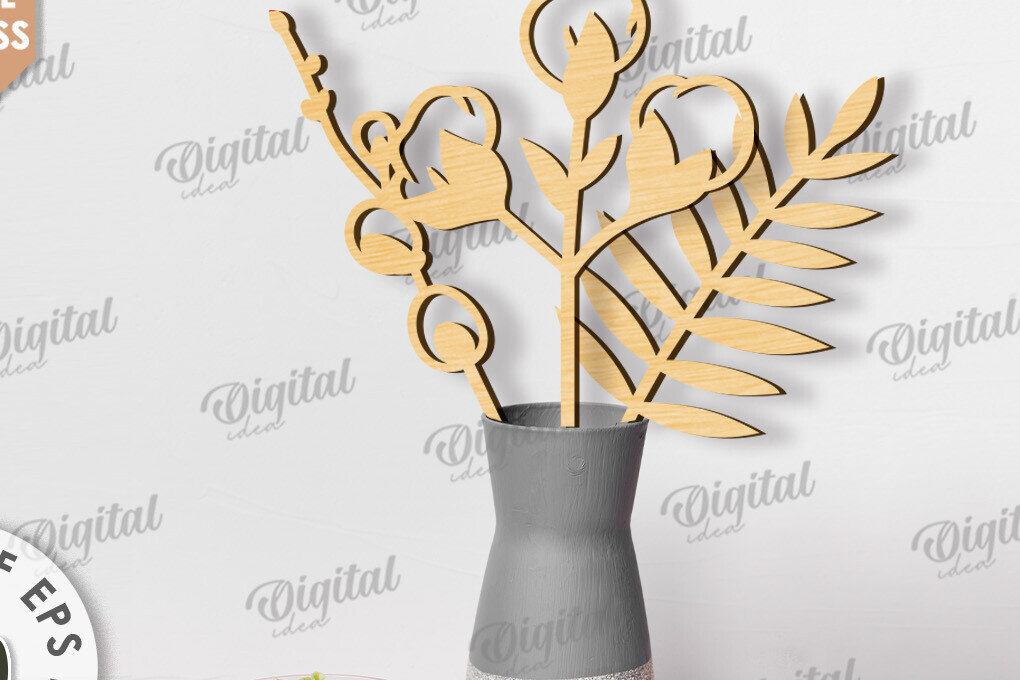 Intra απο ξύλο plywood 3mm-4mm πάχος – Ξύλινη διακόσμηση Λουλούδια με λέιζερ Δίασταση  20x20 cm INTRAFABR-117828800