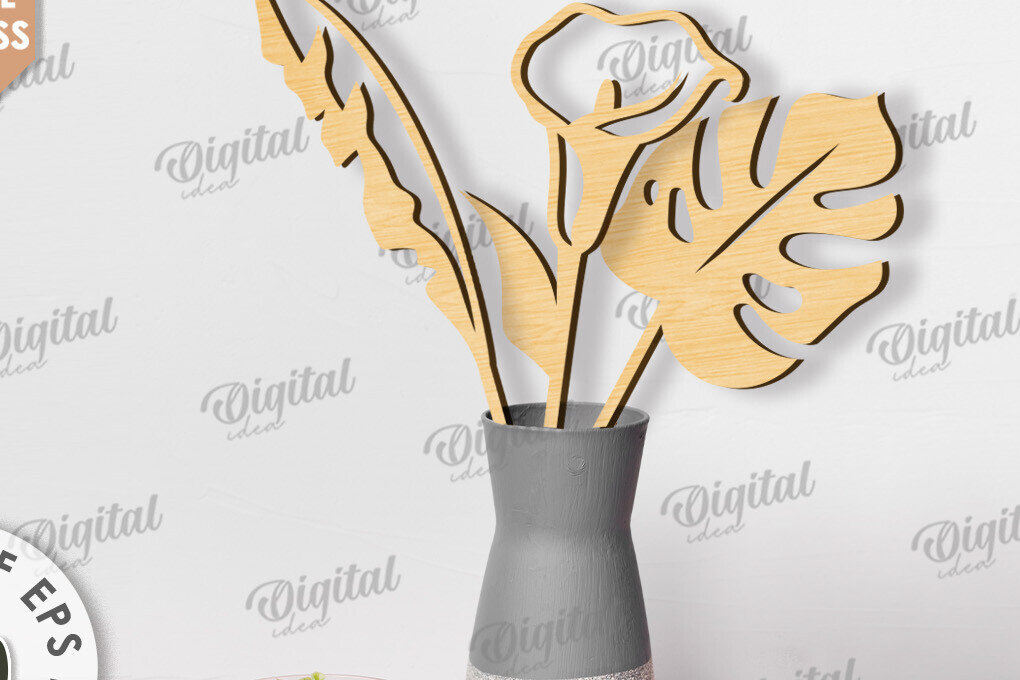 Intra απο ξύλο plywood 3mm-4mm πάχος – Ξύλινη διακόσμηση Λουλούδια με λέιζερ Δίασταση  20x20 cm INTRAFABR-117828631