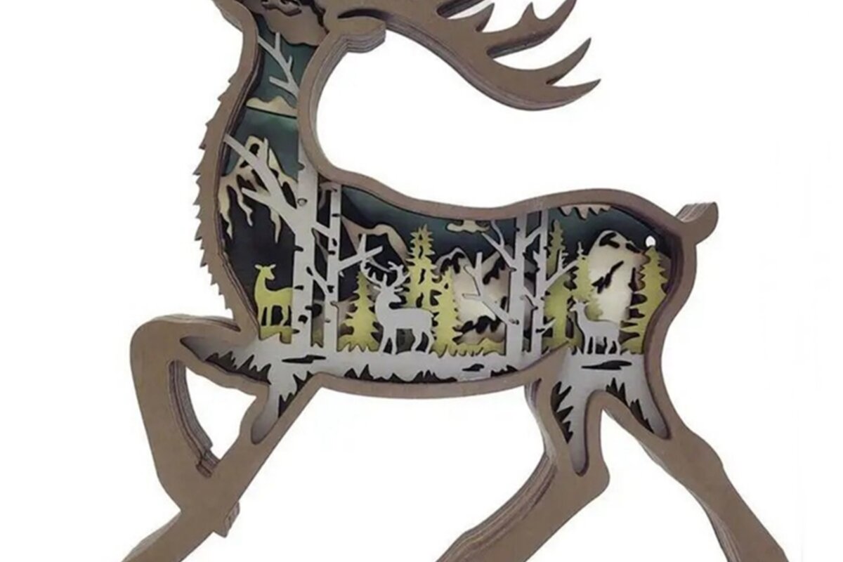 Intra απο ξύλο plywood 3mm-4mm πάχος – Ξύλινο στολίδι ελαφιού Δίασταση  20x20 cm INTRAFABR-86952370