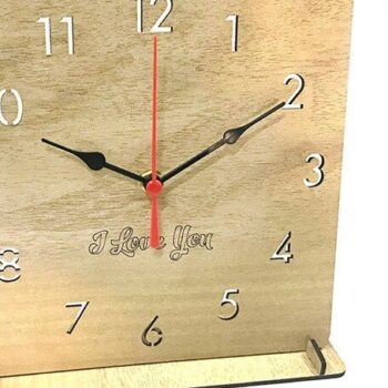 Intra απο ξύλο plywood 3mm-4mm πάχος – Ξύλινο επιτραπέζιο ρολόι Δίασταση  20x20 cm INTRAFABR-35440836 - Image 2