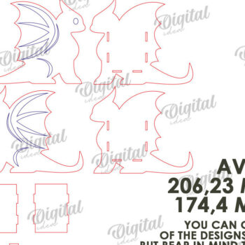 Intra απο ξύλο plywood 3mm-4mm πάχος – Ξύλινη θήκη για στυλό Dragon Cut Laser Δίασταση  20x20 cm INTRAFABR-112435910 - Image 2