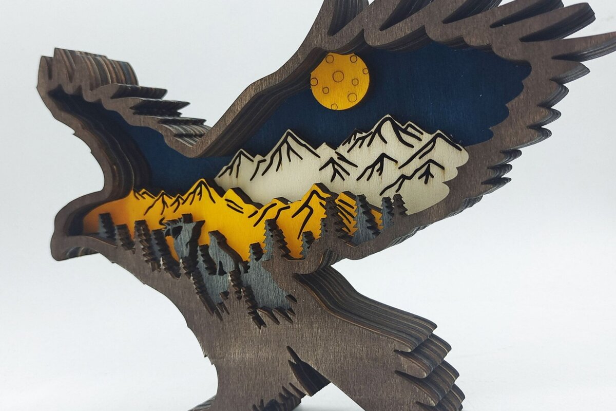 Intra απο ξύλο plywood 3mm-4mm πάχος – Ξύλινο χριστουγεννιάτικο στολίδι αετού με στρώσεις Δίασταση  20x20 cm INTRAFABR-51263874