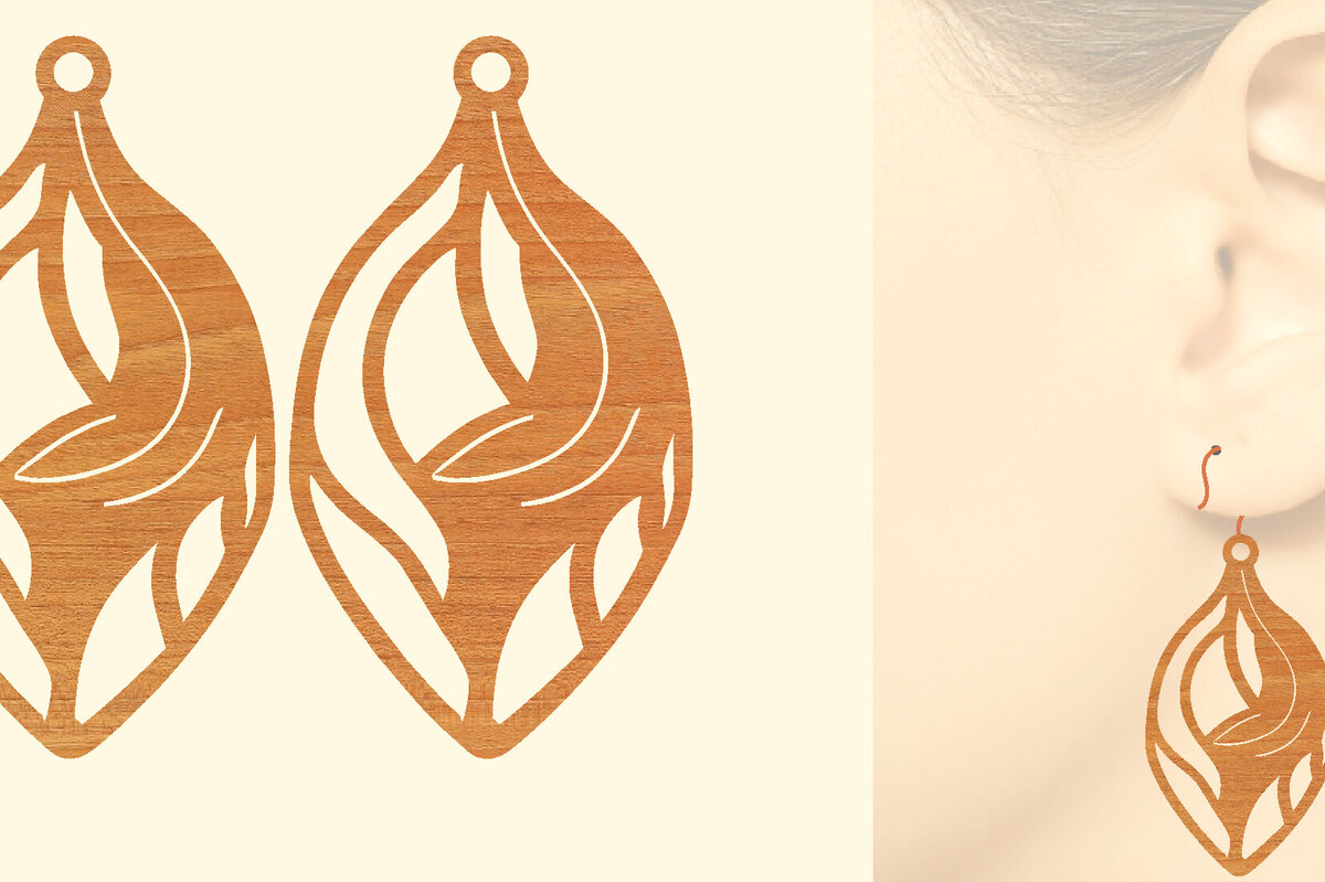 Intra απο ξύλο plywood 3mm-4mm πάχος – Ξύλινα Σκουλαρίκια Δίασταση  5x5 cm INTRAFABR-96303234