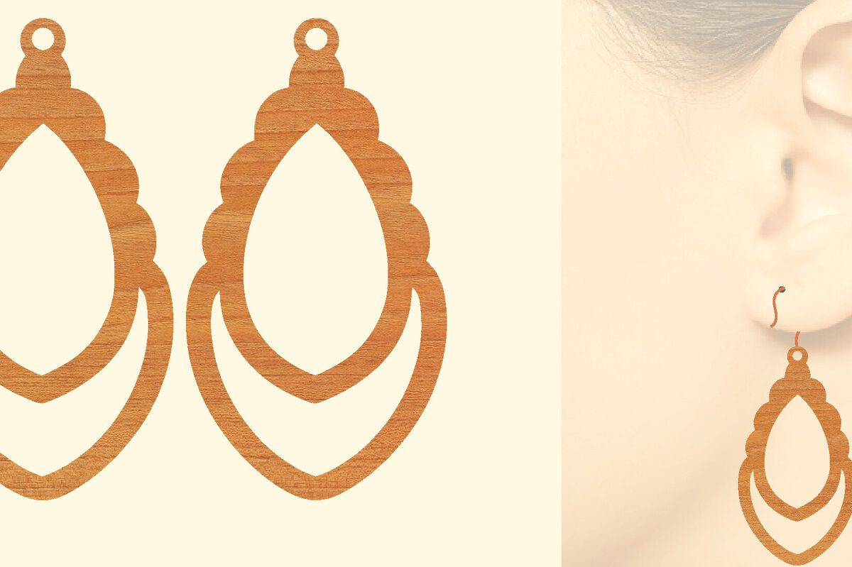 Intra απο ξύλο plywood 3mm-4mm πάχος – Ξύλινα Σκουλαρίκια Δίασταση  5x5 cm INTRAFABR-96303427