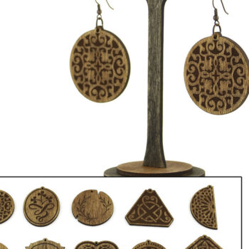 Intra απο ξύλο plywood 3mm-4mm πάχος – Ξύλινα Σκουλαρίκια. Αρχείο λέιζερ Δίασταση  5x5 cm INTRAFABR-96197900 - Image 2