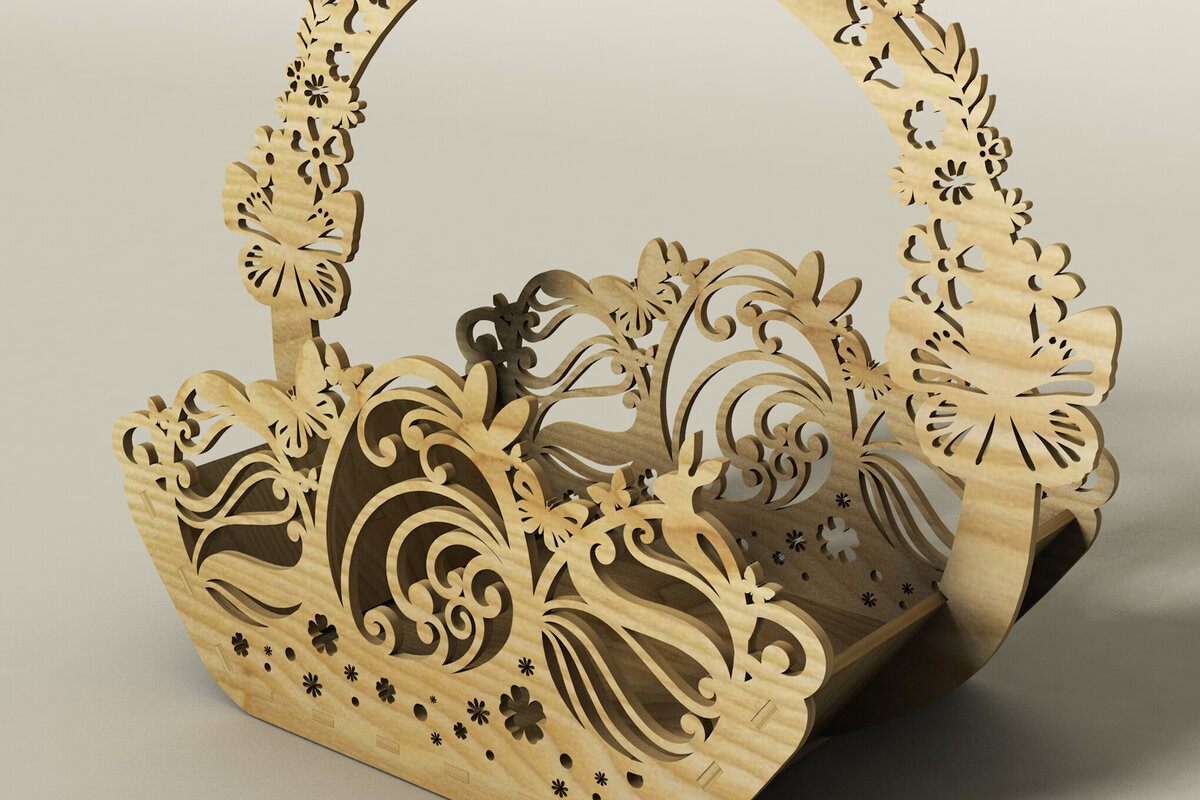 Intra απο ξύλο plywood 3mm-4mm πάχος – Ξύλινο πασχαλινό καλάθι Δίασταση  20x20 cm INTRAFABR-117671991