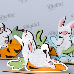 Intra απο ξύλο plywood 3mm-4mm πάχος – Ξύλινα Πασχαλινά λαγουδάκια κομμένα με λέιζερ Δίασταση  20x20 cm INTRAFABR-115504516