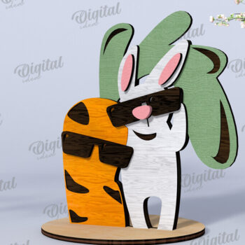 Intra απο ξύλο plywood 3mm-4mm πάχος – Ξύλινα Πασχαλινά λαγουδάκια κομμένα με λέιζερ Δίασταση  20x20 cm INTRAFABR-115504516 - Image 3