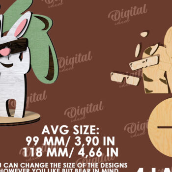 Intra απο ξύλο plywood 3mm-4mm πάχος – Ξύλινα Πασχαλινά λαγουδάκια κομμένα με λέιζερ Δίασταση  20x20 cm INTRAFABR-115504516 - Image 4