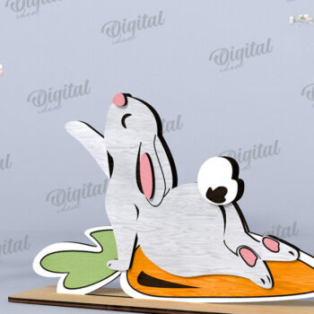 Intra απο ξύλο plywood 3mm-4mm πάχος – Ξύλινα Πασχαλινά λαγουδάκια κομμένα με λέιζερ Δίασταση  20x20 cm INTRAFABR-115504516 - Image 5