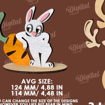 Intra απο ξύλο plywood 3mm-4mm πάχος – Ξύλινα Πασχαλινά λαγουδάκια κομμένα με λέιζερ Δίασταση  20x20 cm INTRAFABR-115504516 - Image 8