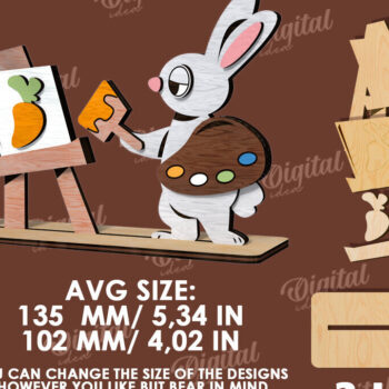 Intra απο ξύλο plywood 3mm-4mm πάχος – Ξύλινα Πασχαλινά λαγουδάκια κομμένα με λέιζερ Δίασταση  20x20 cm INTRAFABR-115504516 - Image 10