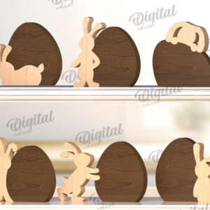 Intra απο ξύλο plywood 3mm-4mm πάχος – Ξύλινα Πασχαλινά λαγουδάκια κομμένα με λέιζερ Δίασταση  20x20 cm INTRAFABR-116494773