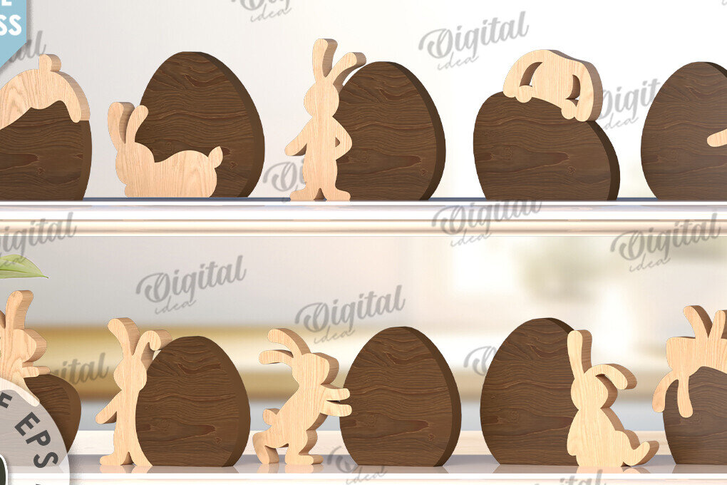 Intra απο ξύλο plywood 3mm-4mm πάχος – Ξύλινα Πασχαλινά λαγουδάκια κομμένα με λέιζερ Δίασταση  20x20 cm INTRAFABR-116494773