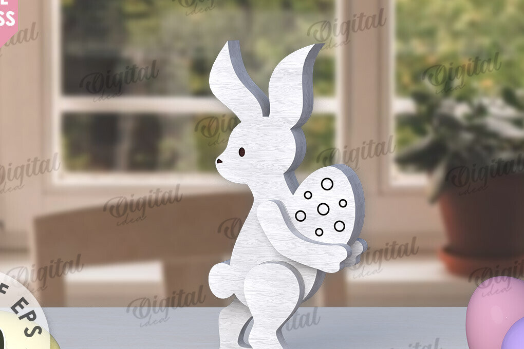 Intra απο ξύλο plywood 3mm-4mm πάχος – Ξύλινο Πασχαλινό Λαγουδάκι με λέιζερ. 3D λαγουδάκι Δίασταση  20x20 cm INTRAFABR-115404596