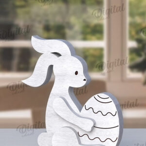 Intra απο ξύλο plywood 3mm-4mm πάχος – Ξύλινο Πασχαλινό Λαγουδάκι με λέιζερ. 3D λαγουδάκι Δίασταση  20x20 cm INTRAFABR-115404642