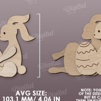 Intra απο ξύλο plywood 3mm-4mm πάχος – Ξύλινο Πασχαλινό Λαγουδάκι με λέιζερ. 3D λαγουδάκι Δίασταση 20x20 cm INTRAFABR-115404642 - Image 2