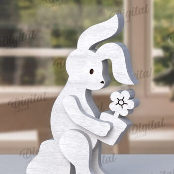 Intra απο ξύλο plywood 3mm-4mm πάχος – Ξύλινο Πασχαλινό Λαγουδάκι με λέιζερ. 3D λαγουδάκι Δίασταση 20x20 cm INTRAFABR-115404701 - Image 1