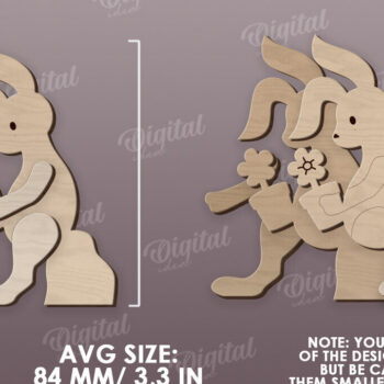 Intra απο ξύλο plywood 3mm-4mm πάχος – Ξύλινο Πασχαλινό Λαγουδάκι με λέιζερ. 3D λαγουδάκι Δίασταση 20x20 cm INTRAFABR-115404701 - Image 2