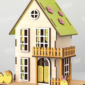 Intra απο ξύλο plywood 3mm-4mm πάχος – Ξύλινο Πασχαλινό Σπίτι με λέιζερ. 3D Πάσχα Δίασταση  20x20 cm INTRAFABR-116176350